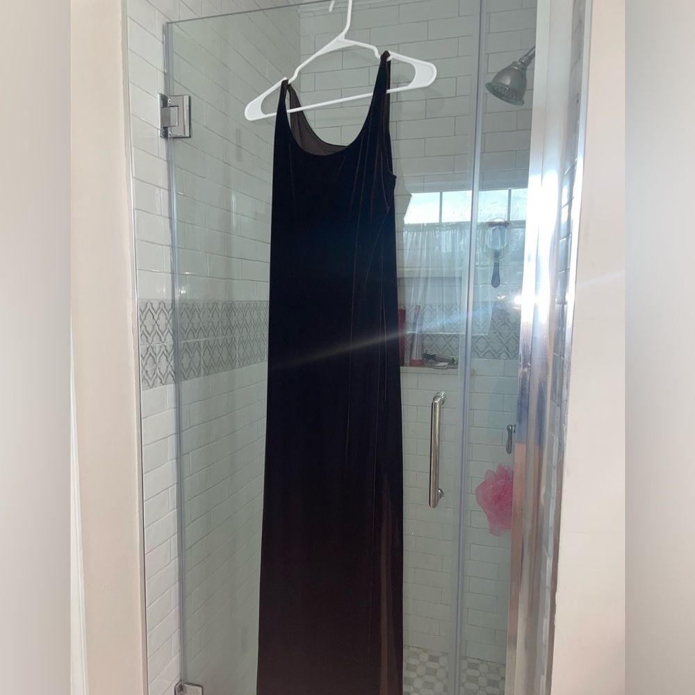 Y2K Brown velvet floor length dress!